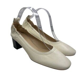 Everlane The Day Heel Shoes Italian Leathe Bone Color Size 10.5